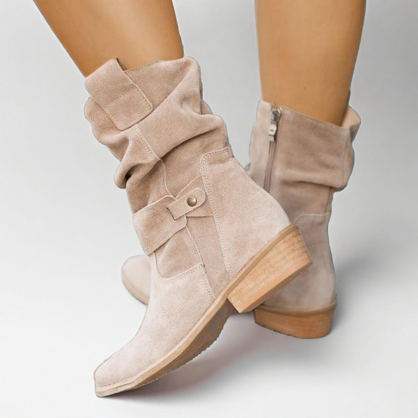 Women's Rosalie slouch ankle boots with low block heel. Perfect for casual everyday style.