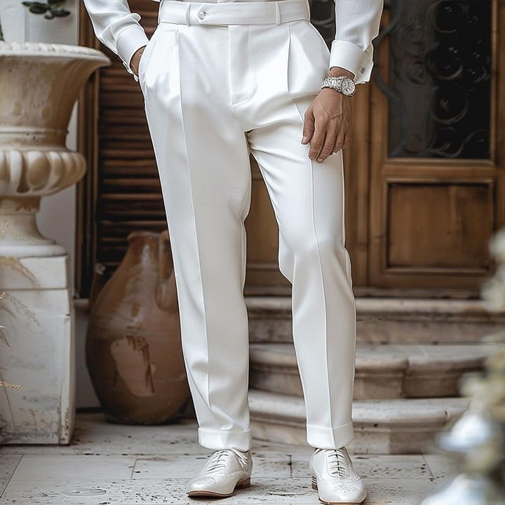 Men's refined straight-leg dress pants in charcoal, perfect for business casual or formal office wear.