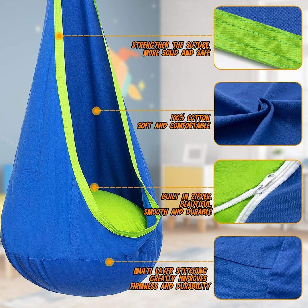 Durable hanging swing chair, designed for long-lasting relaxation in your garden or patio.