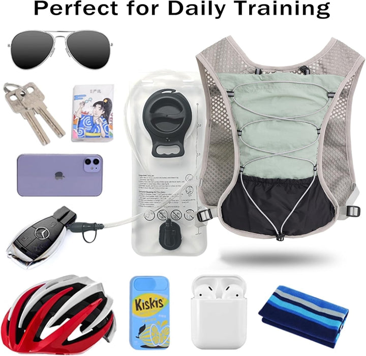 Lightweight Dravien hydration running vest with 2L water bladder for comfortable, long-distance runs.