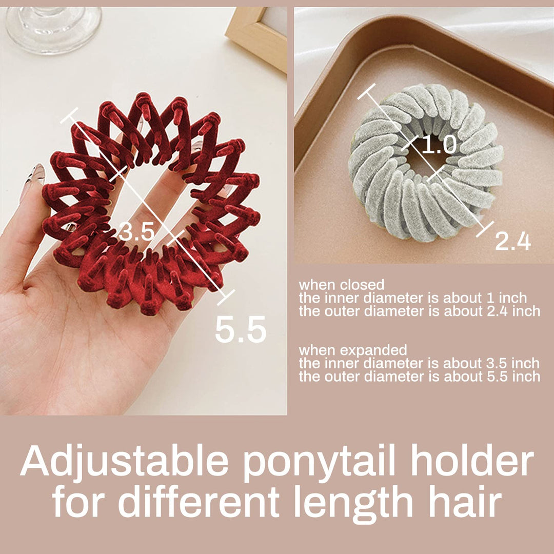 Expandable bird's nest bun holder for women, providing a strong and comfortable grip for any updo.