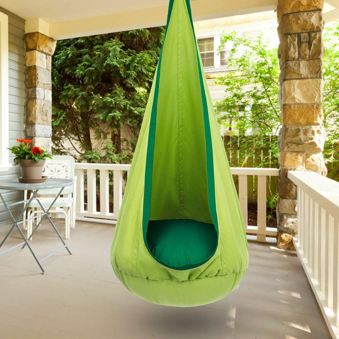 Relaxation spot hanging swing chair, a perfect hammock for unwinding in the garden or home.