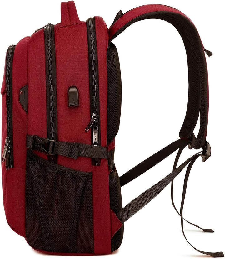 Blue water-resistant travel laptop bag, USB charging, smart storage for adventurers.