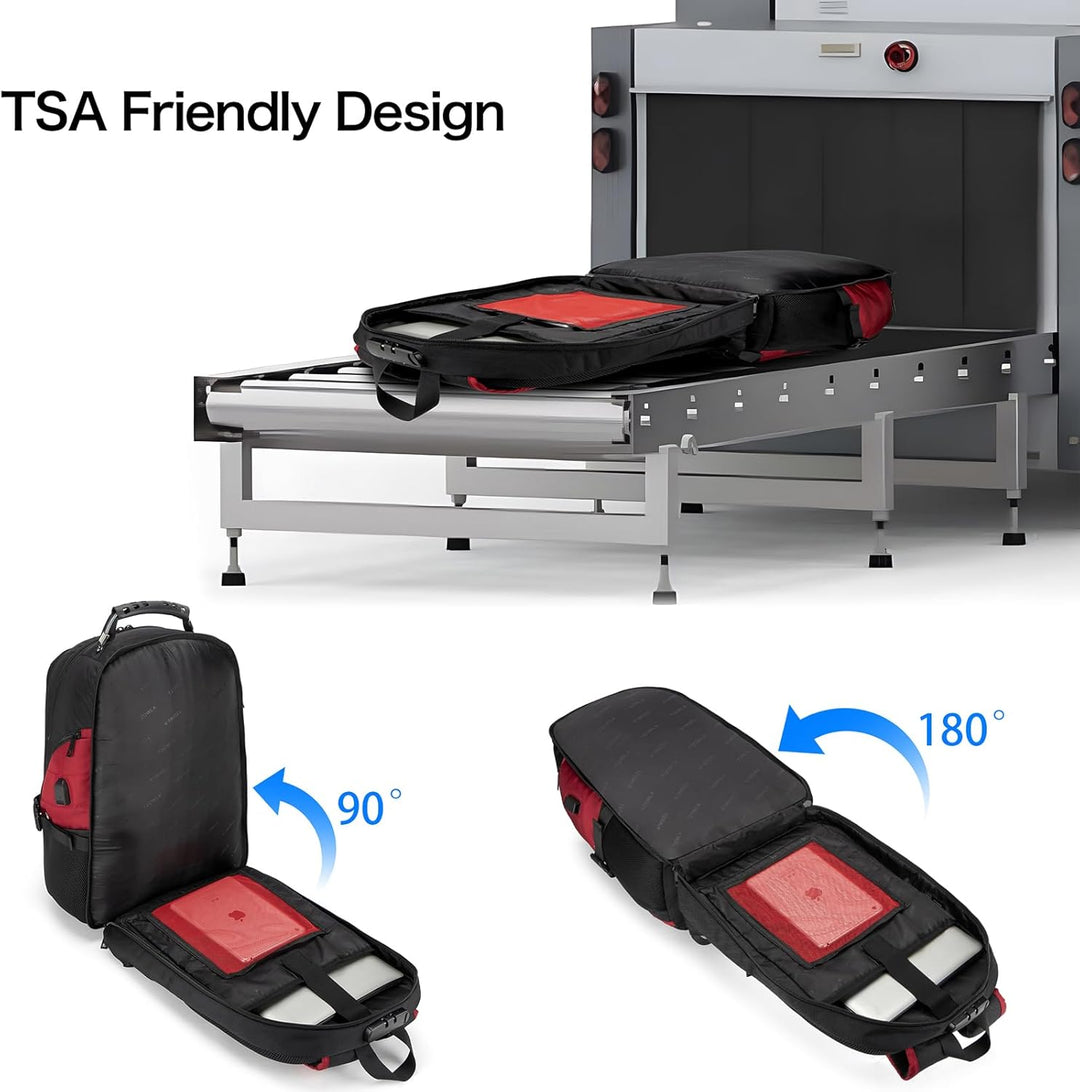 Secure anti-theft travel backpack for 17.3" laptops with hidden zippers & USB port, ideal for commuters.