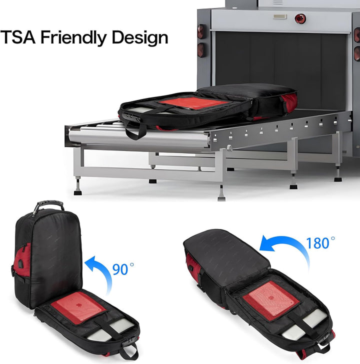 Secure anti-theft travel backpack for 17.3" laptops with hidden zippers & USB port, ideal for commuters.