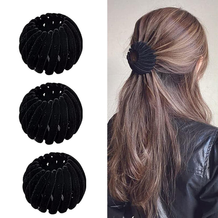 Fashionable brown bird's nest hair clip for women, ideal for creating sophisticated buns & ponytails.