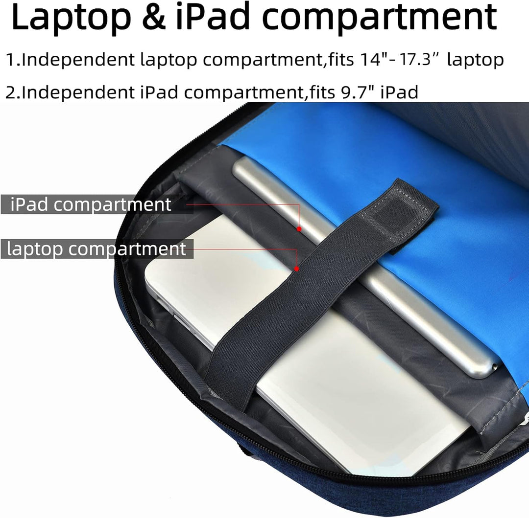 Light grey school laptop backpack, durable, water-resistant, USB port & organized compartments.