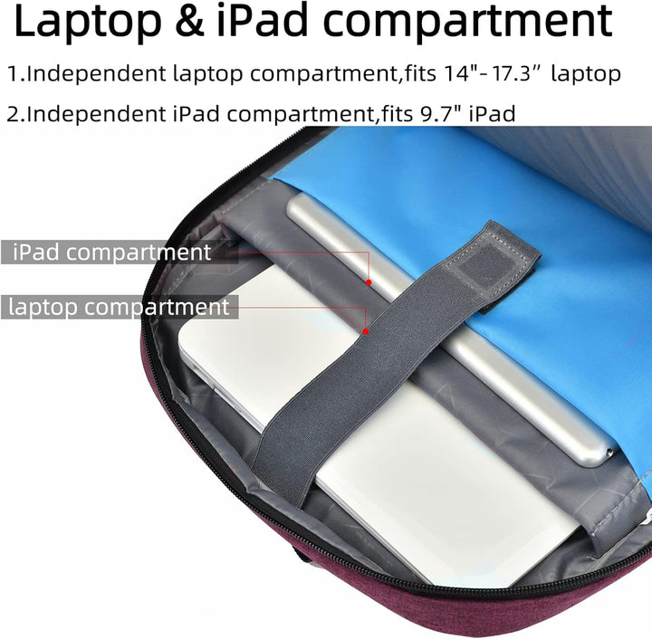 Blue water-resistant travel backpack, USB charging port, smart storage for weekend getaways.