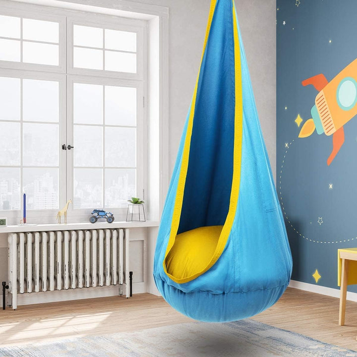 Easy install hanging swing chair, versatile hammock for indoor and outdoor relaxation.