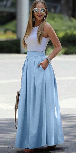 Elegant high-waisted pleated midi skirt for women, chic and flattering for any occasion.