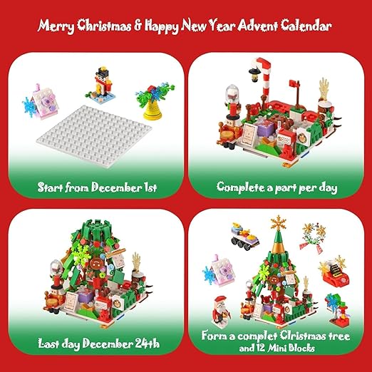 Detailed Kids' Building Bricks Advent Calendar, featuring daily brick surprises for holiday creative play.
