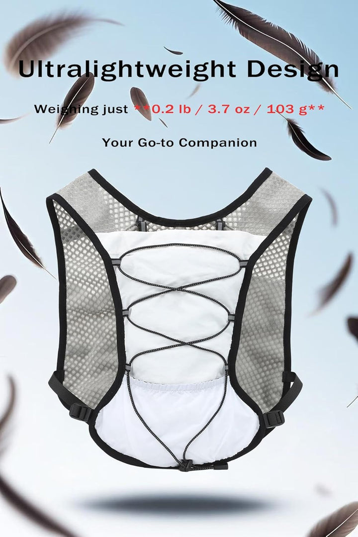 Dravien ultra-light running backpack, 2L water bladder, for marathon & trail hydration.