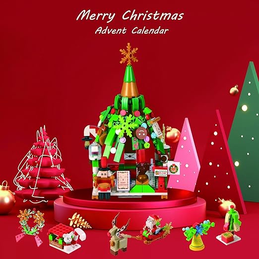 Child happily opening a door on the Kids' Building Bricks Advent Calendar, enjoying holiday building fun.