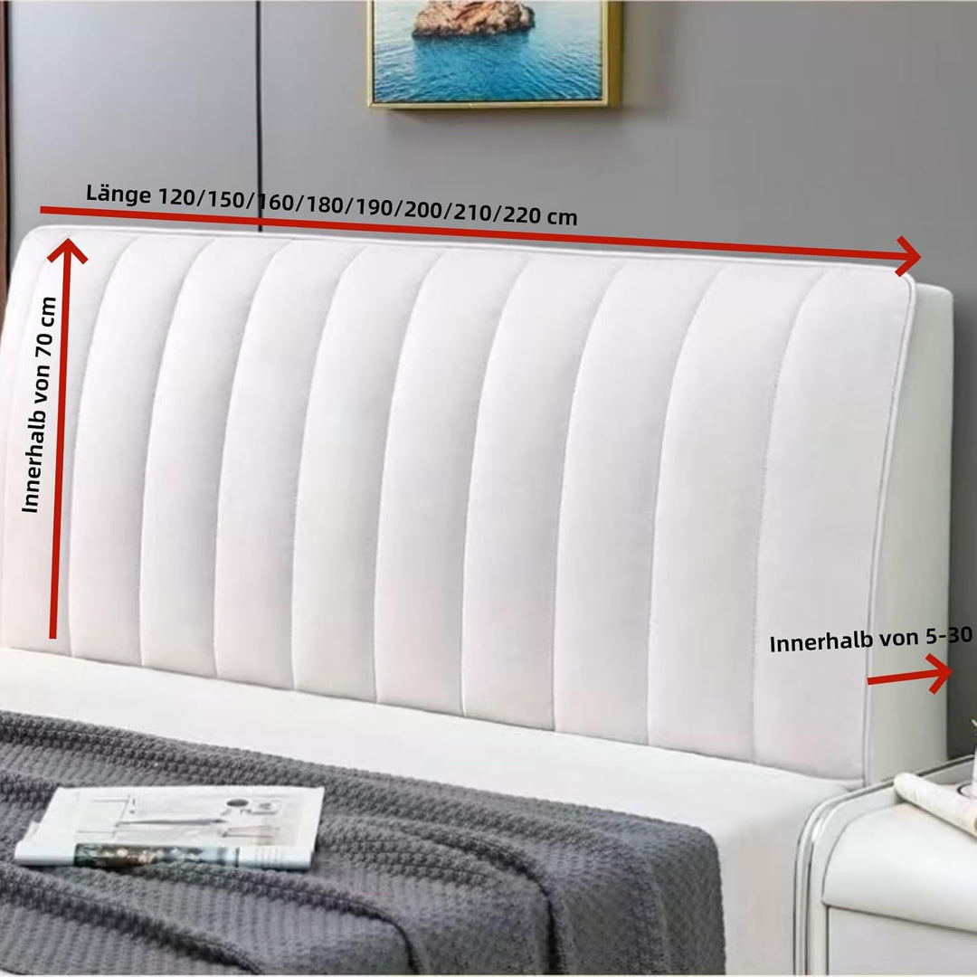Universal fitting headboard cover for elegant bedroom decor. Soft, comfortable, and protects against dust.