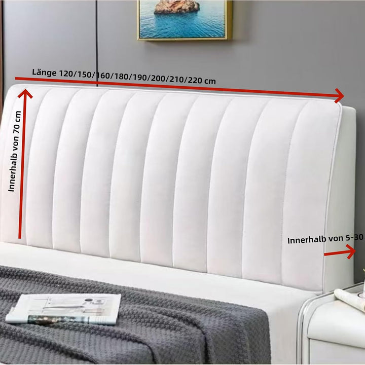 Universal fitting headboard cover for elegant bedroom decor. Soft, comfortable, and protects against dust.