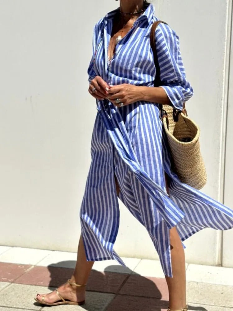 Women's Lightweight Striped Midi Dress