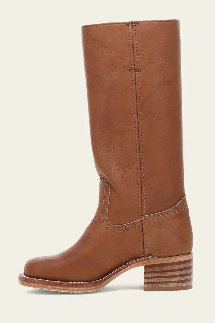 Stylish yellow leather long boots for women, a fashion-forward, comfortable choice.
