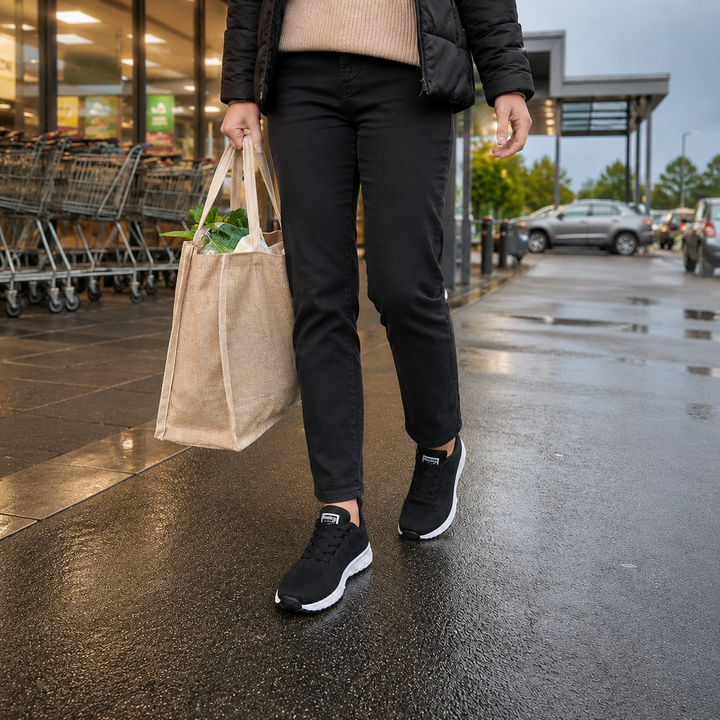 Comfortable women's orthopedic work shoes with slip-resistant soles, ideal for long shifts.