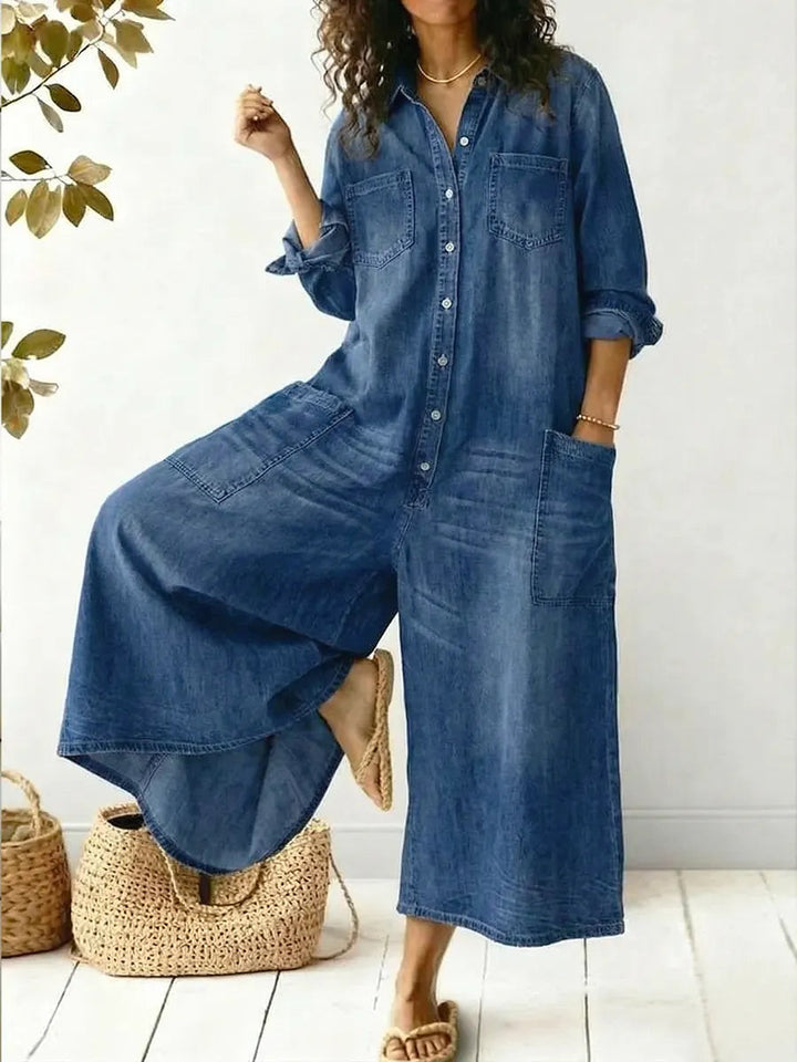 Orlysa Women's Denim Wide-Leg Jumpsuit