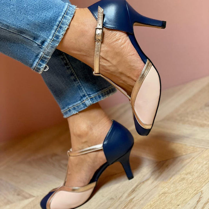 Women's T-Strap Pumps with Round Toe