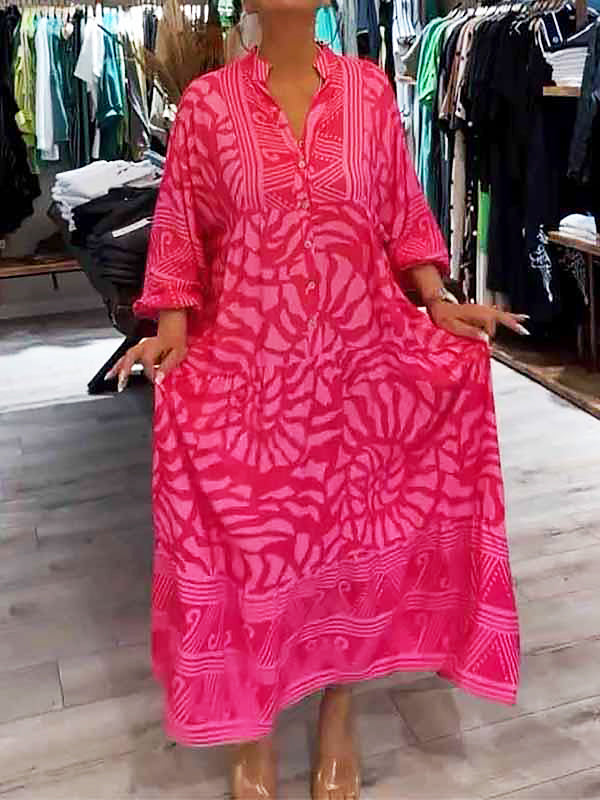 Amira Women's V-neck Printed Loose Dress
