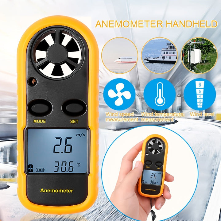 Handheld portable digital anemometer for accurate outdoor wind speed readings in any weather.