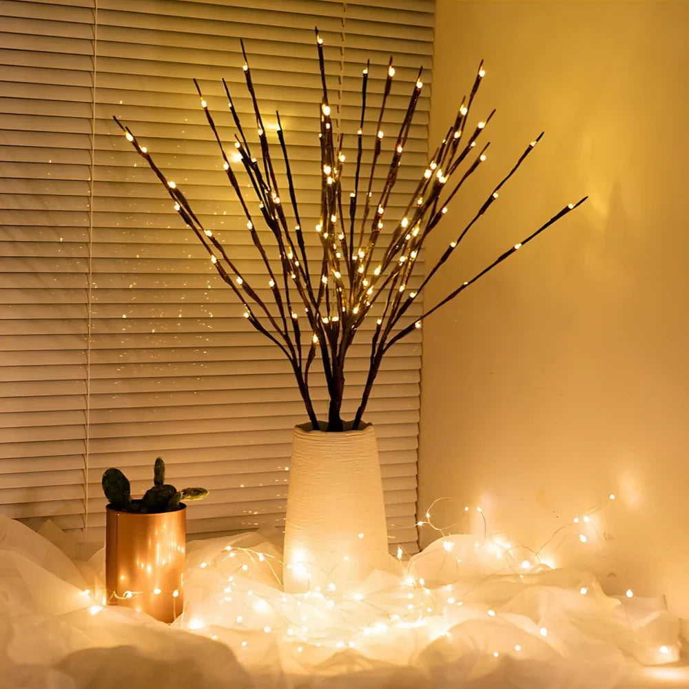 Floral LED lighted branches, warm white glow, enhancing your home's decorative appeal.