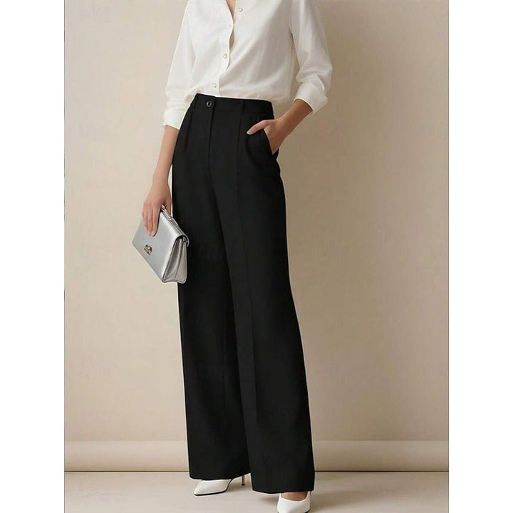 Sophisticated high-waist straight-leg women's dress pants, perfect for office and elegant wear.