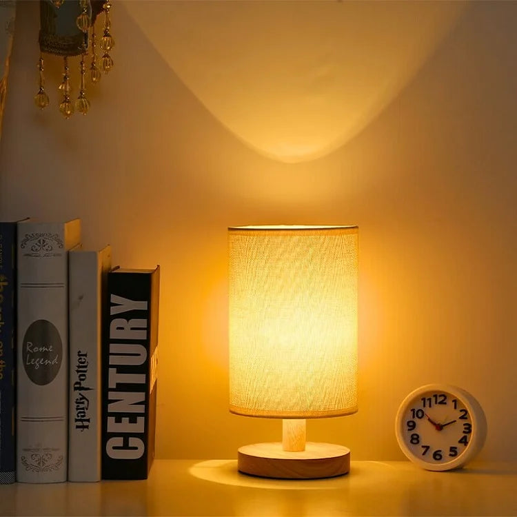 Nvroome wood table lamp for living room. Dimmable LED, organic glow, minimalist design.