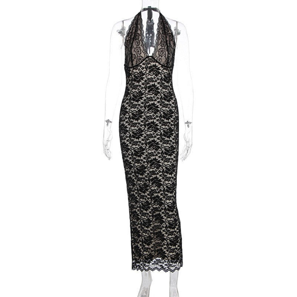 Stylish women's sleeveless cocktail dress with a graceful slit. A versatile and elegant choice for any party.