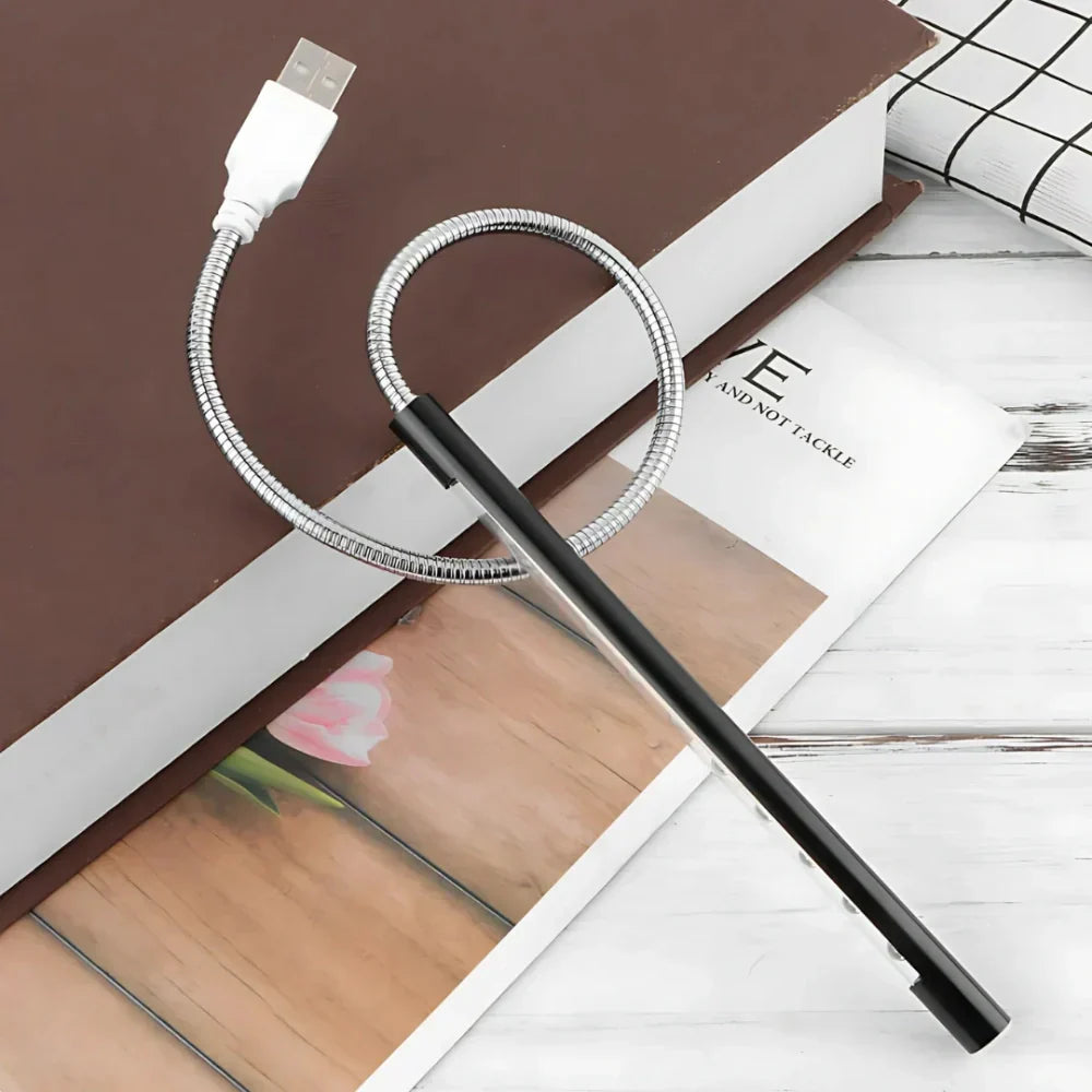 Adjustable USB keyboard light with flexible gooseneck LED, providing dimmable and focused illumination.