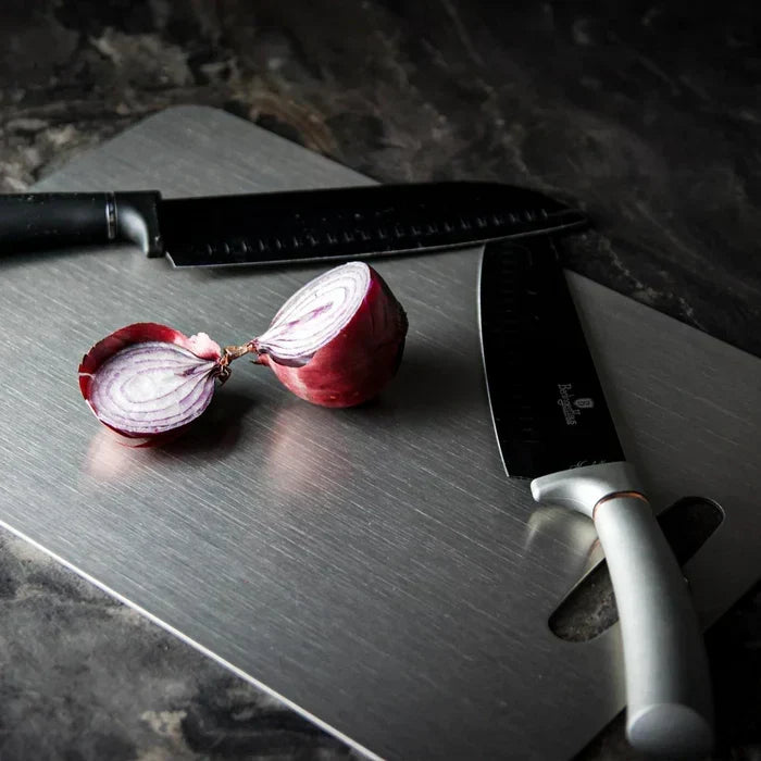 Durable professional kitchen titanium cutting board for hygienic food prep. Antibacterial & easy to clean.