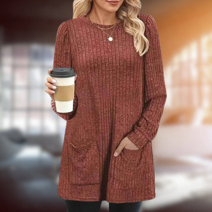 Elegant women's long sleeve pullover sweater for autumn & winter. Chic & comfortable ladies' knitwear.