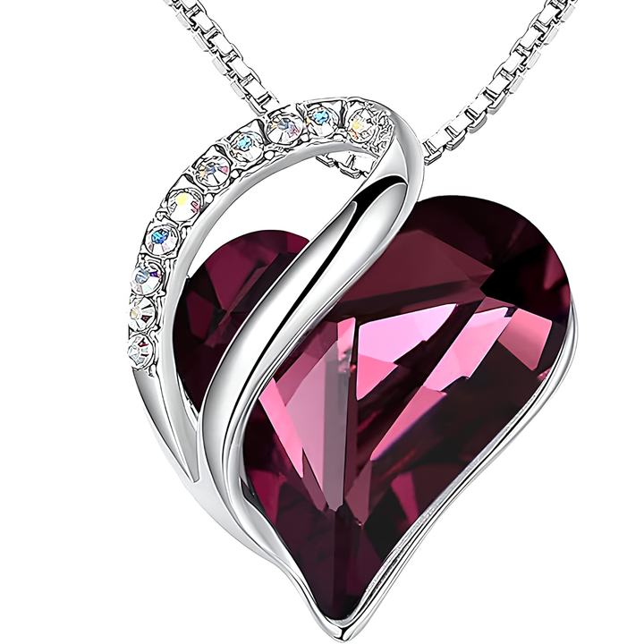 Gift-ready women's heart pendant necklace, featuring a unique geometric crystal design.