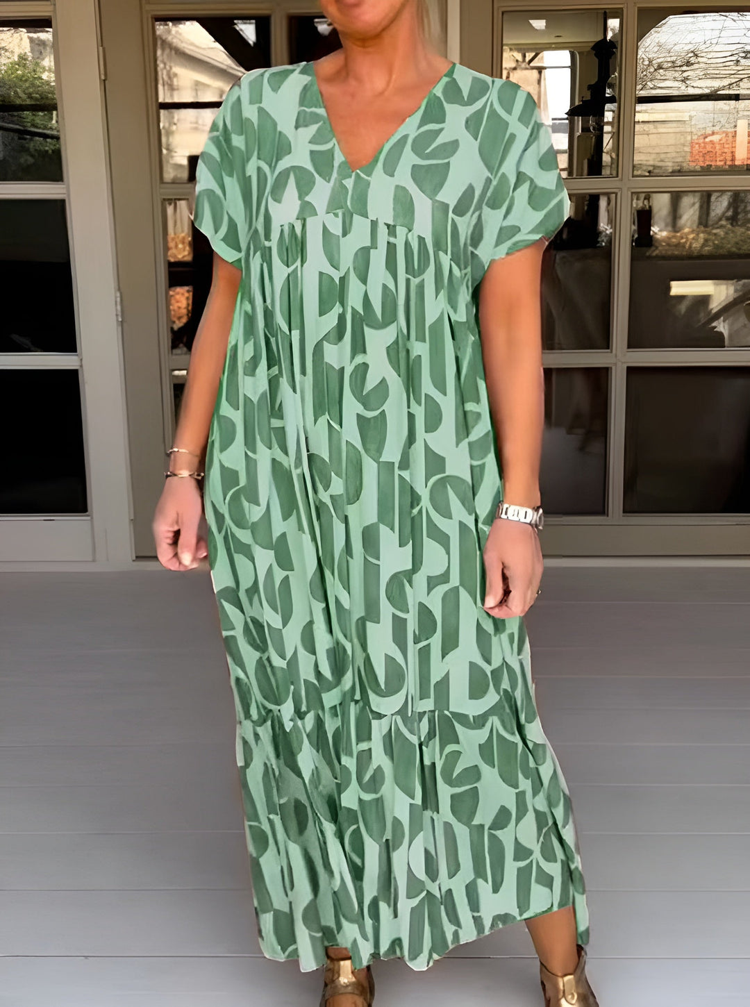 Women's V-Neck Midi Dress