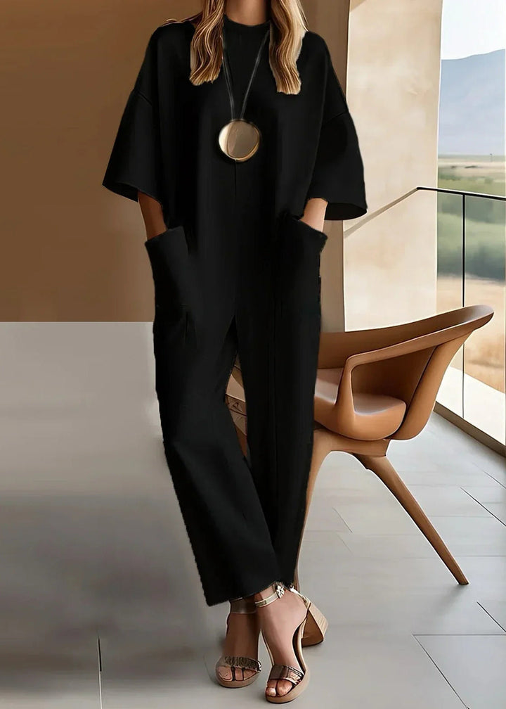 Women's Wide Leg Jumpsuit Short Sleeve Elegant Fit