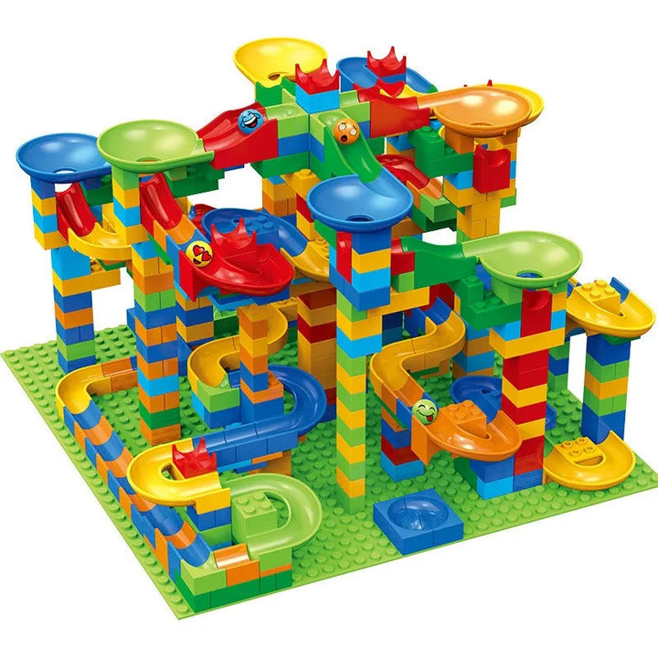 Educational Marble Run building blocks for kids, fostering creative play & STEM learning. Fun activity toy.