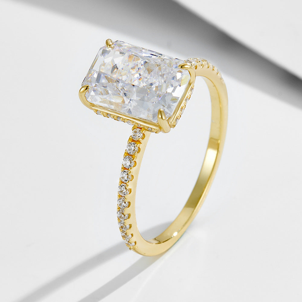 Elegant women's copper ring with a sleek diamond inlay, a stylish statement piece for any occasion.