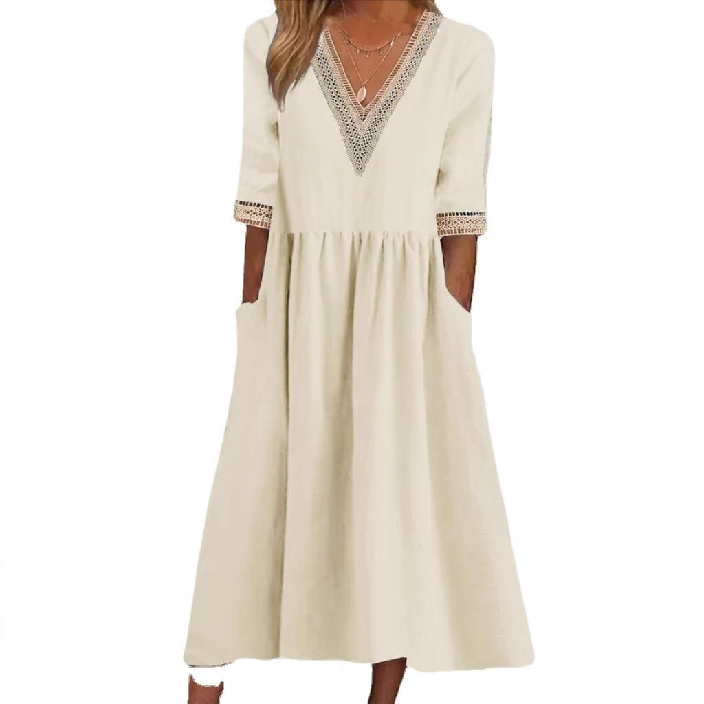Mid-Length Lace Collar Dress