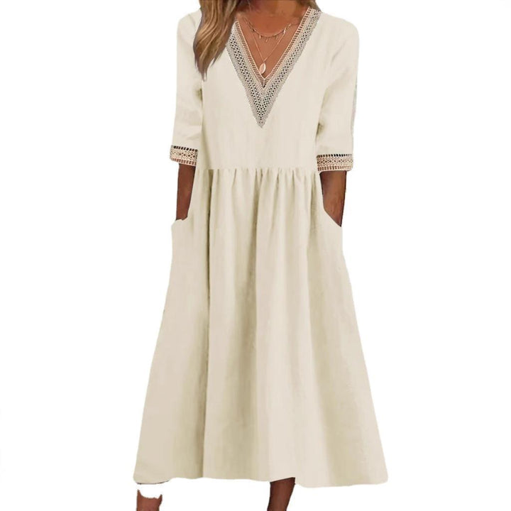 Mid-Length Lace Collar Dress