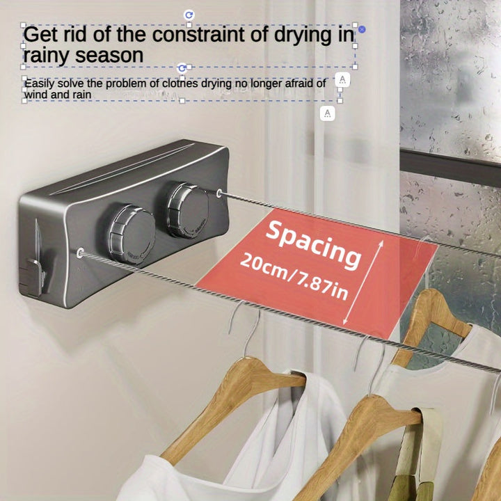 Compact stainless steel double clothesline. Foldable design for indoor & outdoor laundry drying, space-saving.