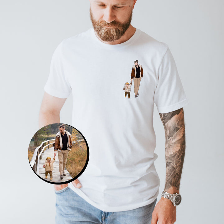 Unisex personalized embroidered photo hoodie for Dad. Custom memory gift with unique music player design.