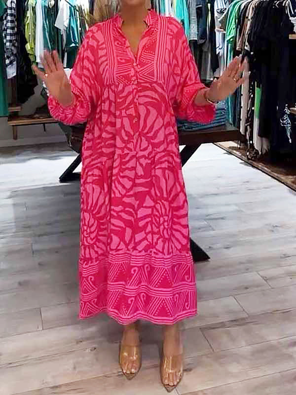 Amira Women's V-neck Printed Loose Dress