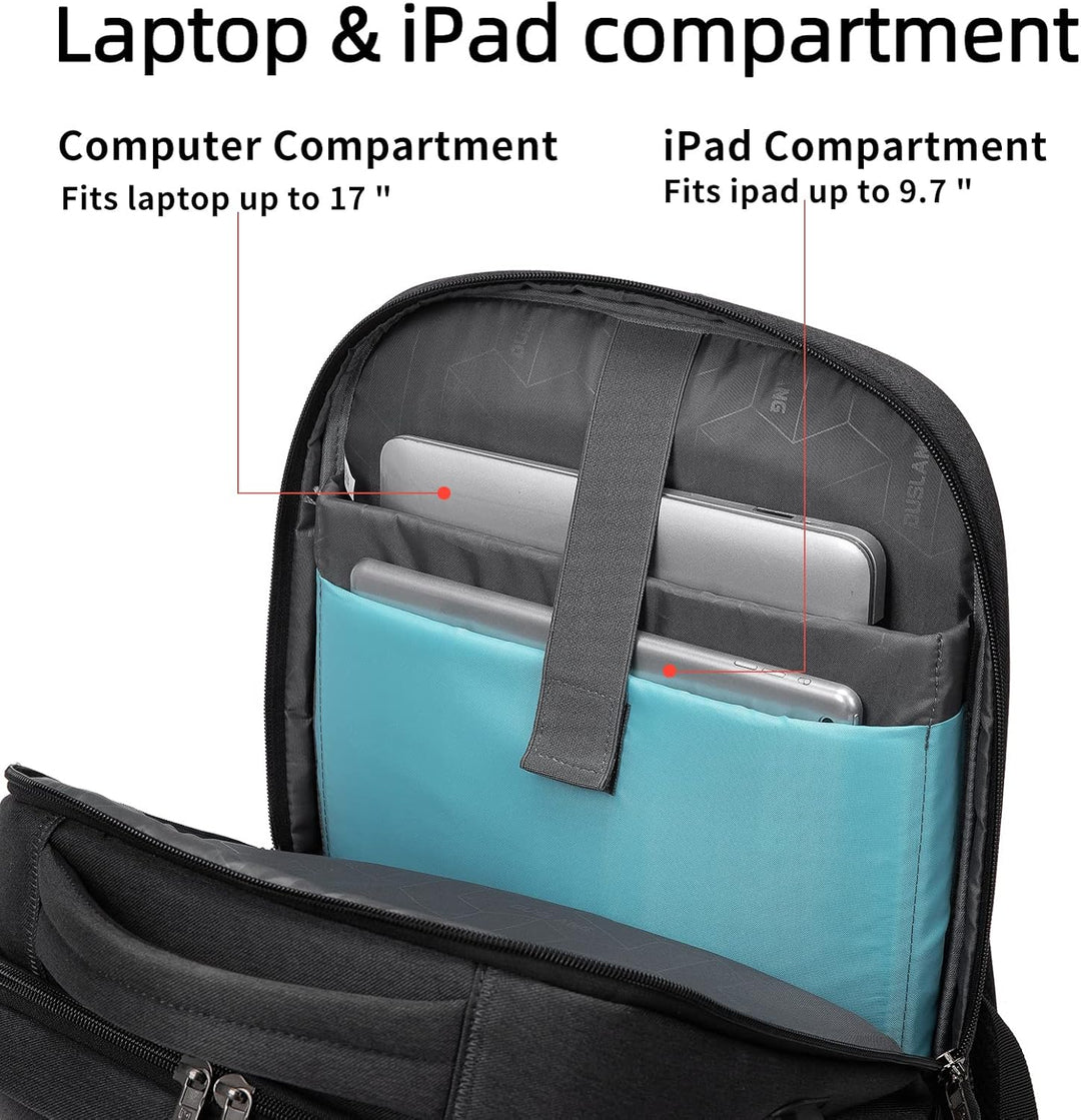 Light grey tech travel backpack, water-resistant, with USB port & smart storage for digital nomads.