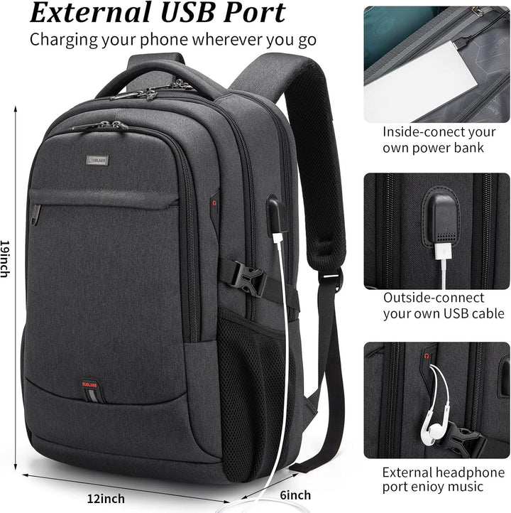 Rose water-resistant laptop backpack for women, organized, with USB port & anti-theft features.