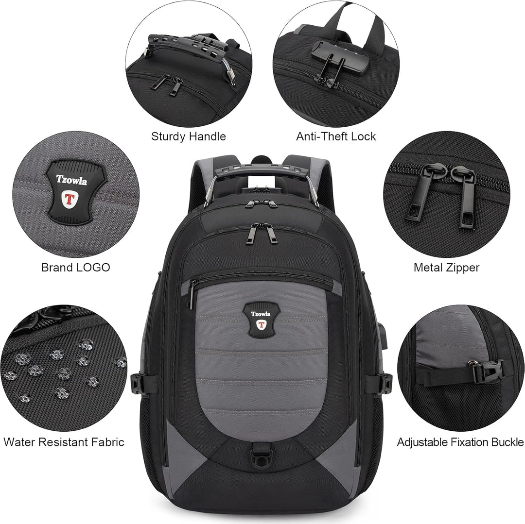 Modern unisex secure backpack with waterproof design & USB charging, great for students, travel, & daily commute.