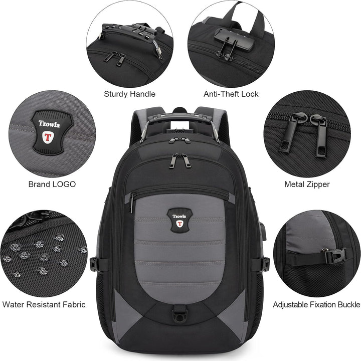 Modern unisex secure backpack with waterproof design & USB charging, great for students, travel, & daily commute.