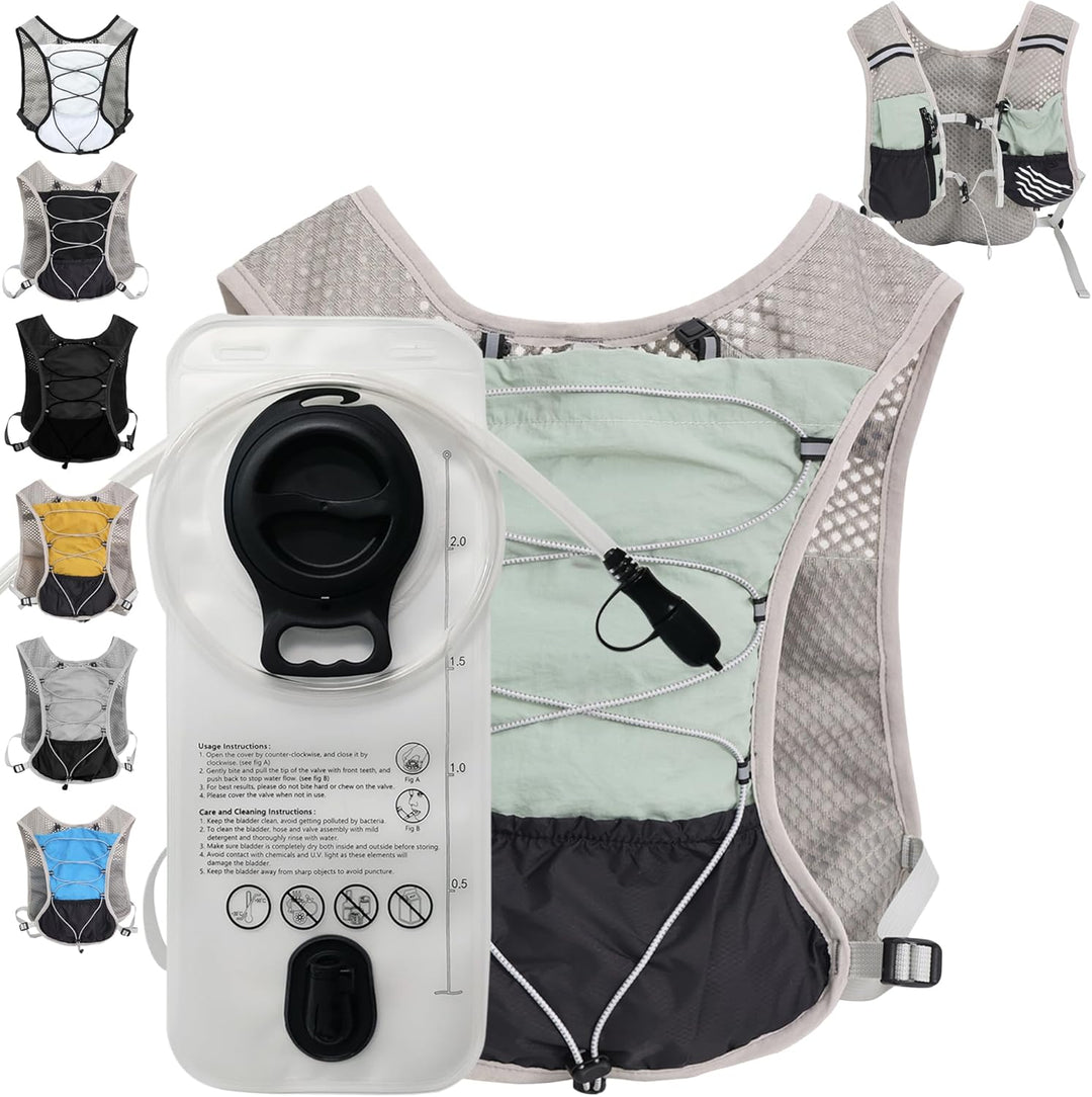 Performance unisex running vest, ultra-light, with integrated 2L water bladder for all trails.