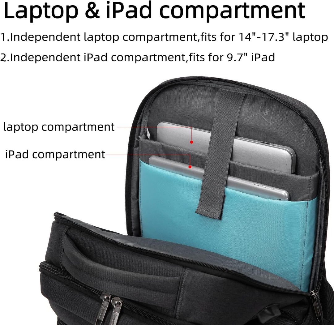Rose carry-on travel laptop backpack, water-resistant, USB port, smart anti-theft design.