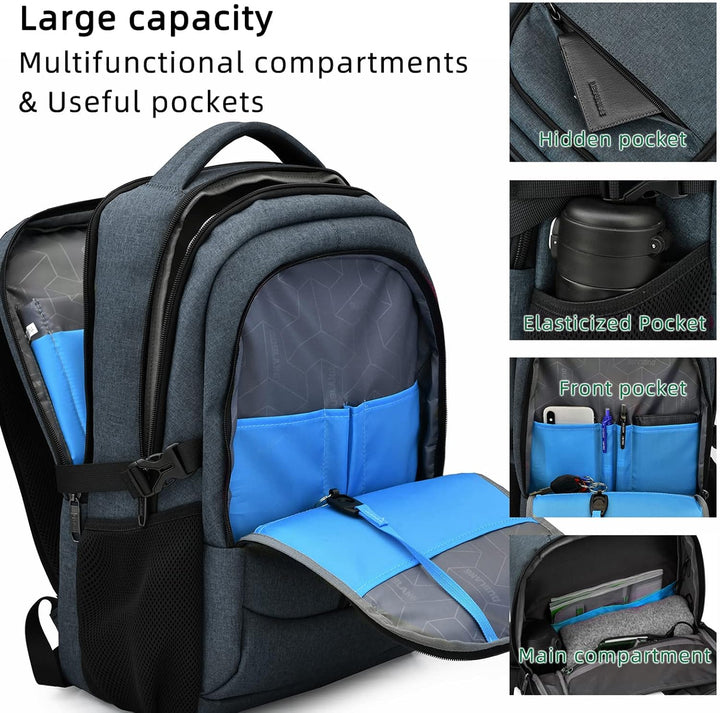 Rose water-resistant work laptop backpack, organized, USB charging & secure anti-theft.